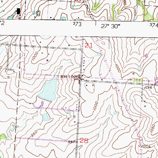 Topographic Map of Delavan (historical), MO