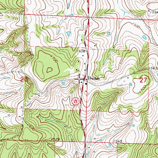 Topographic Map of Dean, AR