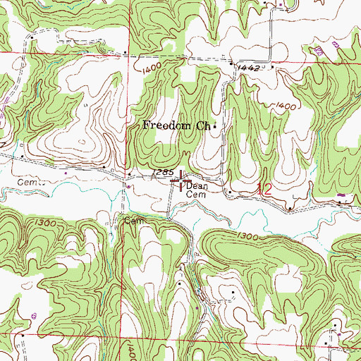 Topographic Map of Dean Cemetery, AR