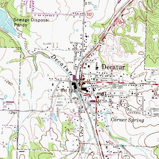 Topographic Map of Decatur, AR