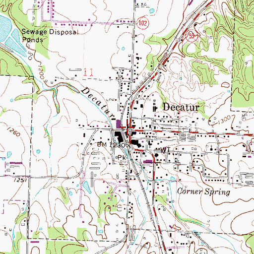 Topographic Map of Decatur, AR