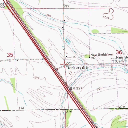 Topographic Map of Deckerville, AR