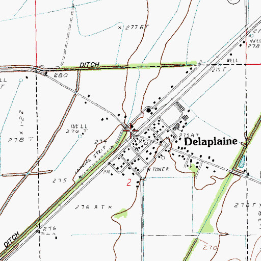 Topographic Map of Delaplaine, AR
