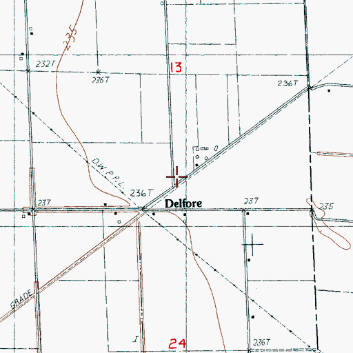 Topographic Map of Delfore, AR