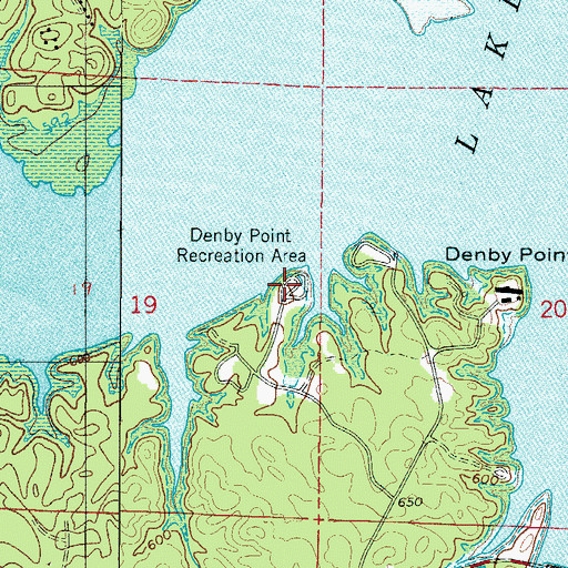 Topographic Map of Denby Point Public Use Area, AR