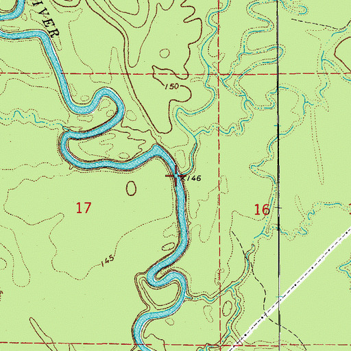 Topographic Map of Derrieusseaux Creek, AR