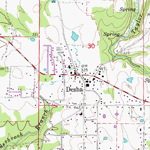 Topographic Map of Desha, AR