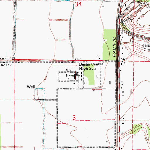 Topographic Map of Desha Central High School, AR