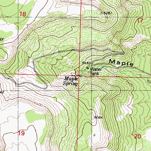 Topographic Map of Maple Spring, AZ