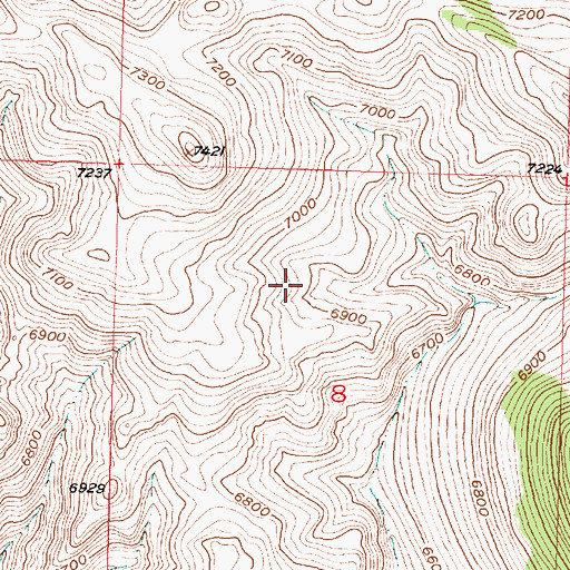 Topographic Map of Rocky Hills, MT