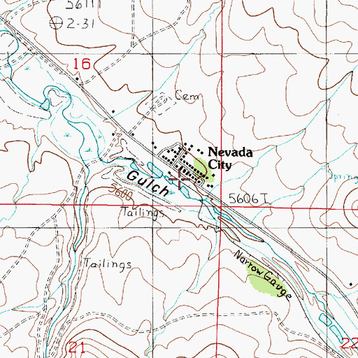 Topographic Map of Nevada City, MT