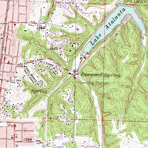 Topographic Map of Diamond Spring, AR