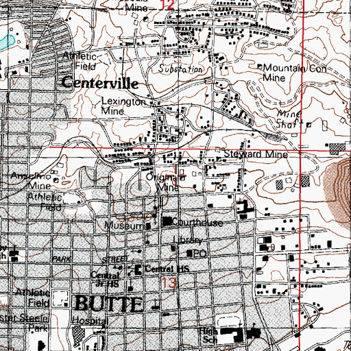 Topographic Map of Original Mine, MT