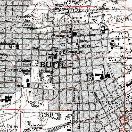 Topographic Map of Saint Mark Lutheran Church, MT