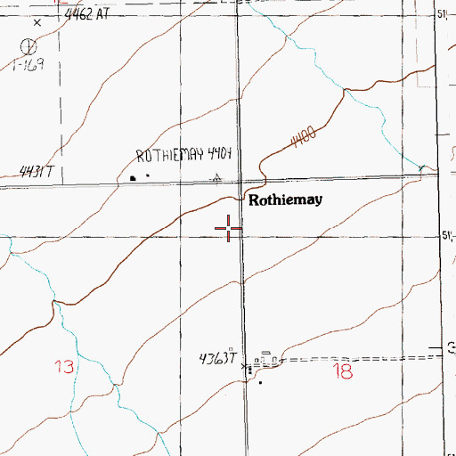 Topographic Map of Rothiemay, MT