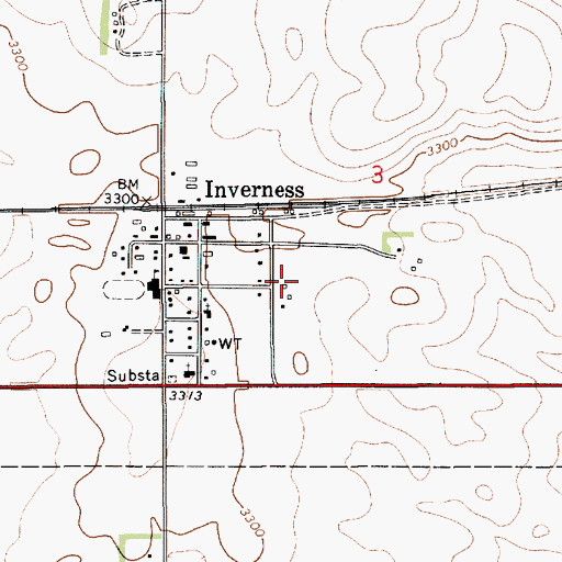 Topographic Map of Inverness, MT