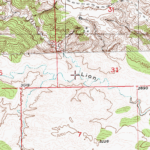 Topographic Map of North Fork Lion Coulee, MT