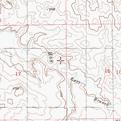 Topographic Map of East Branch Hay Creek, MT