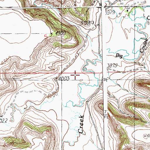 Topographic Map of North Fork Big Coulee Creek, MT