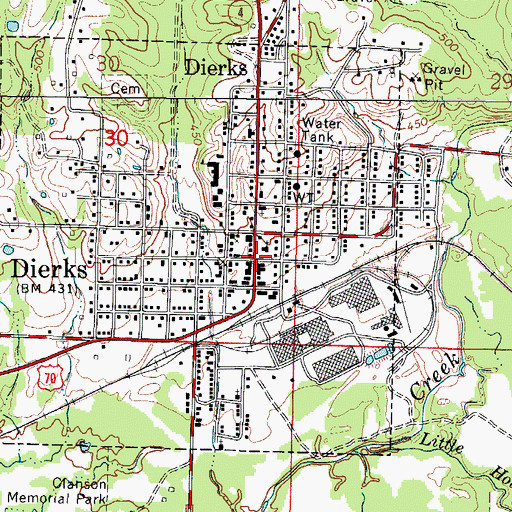 Topographic Map of Dierks, AR