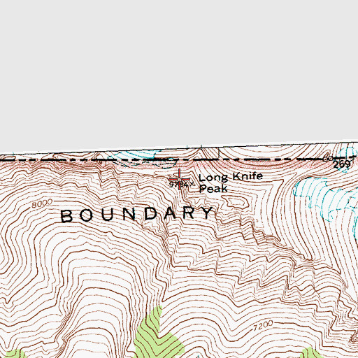 Topographic Map of Long Knife Peak, MT