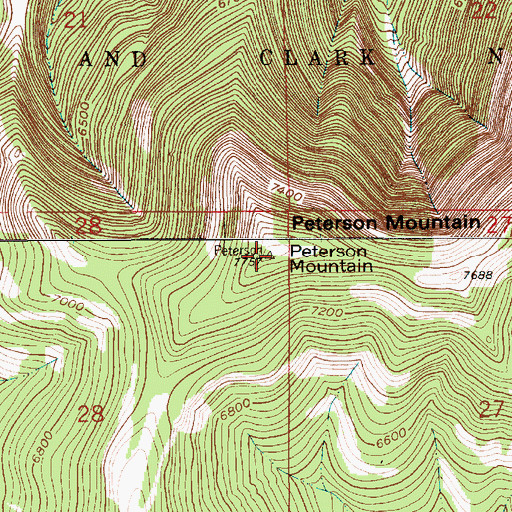 Topographic Map of Peterson Mountain, MT