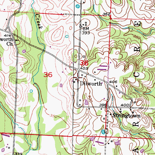 Topographic Map of Dilworth, AR