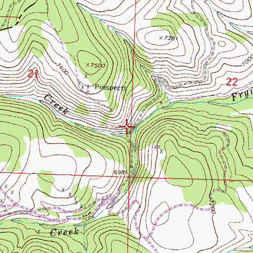 Topographic Map of North Frying Pan Creek, MT