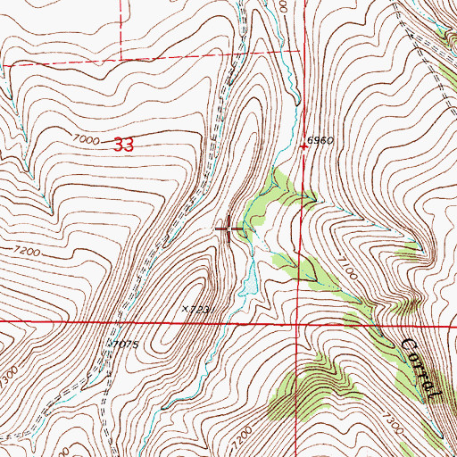 Topographic Map of West Fork Corral Creek, MT