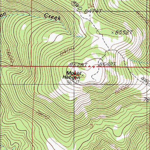 Topographic Map of Mount Hebgen, MT
