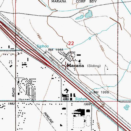 Topographic Map of Marana, AZ