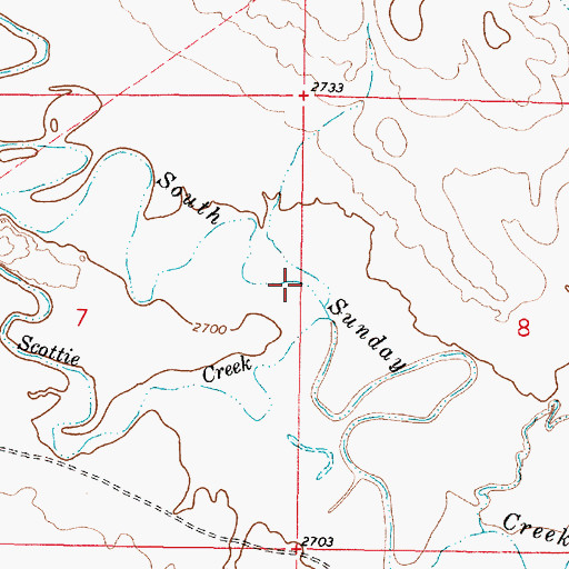 Topographic Map of Louie and Scottie Creek, MT