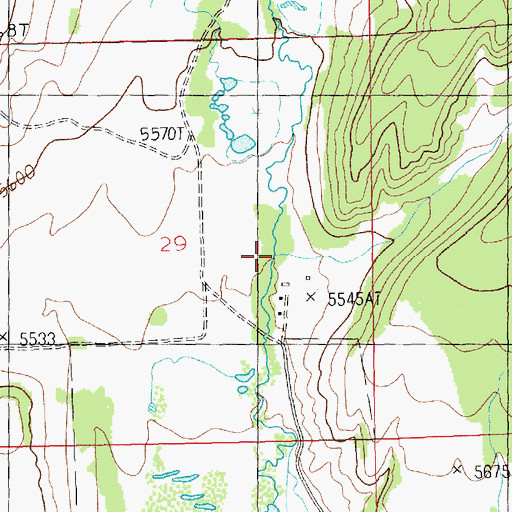 Topographic Map of Wrzesinski Coulee, MT