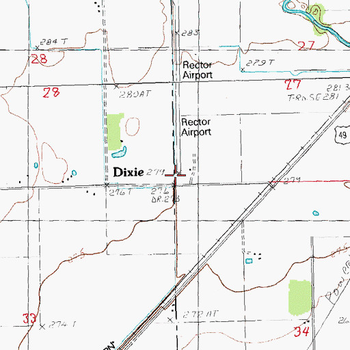 Topographic Map of Dixie, AR