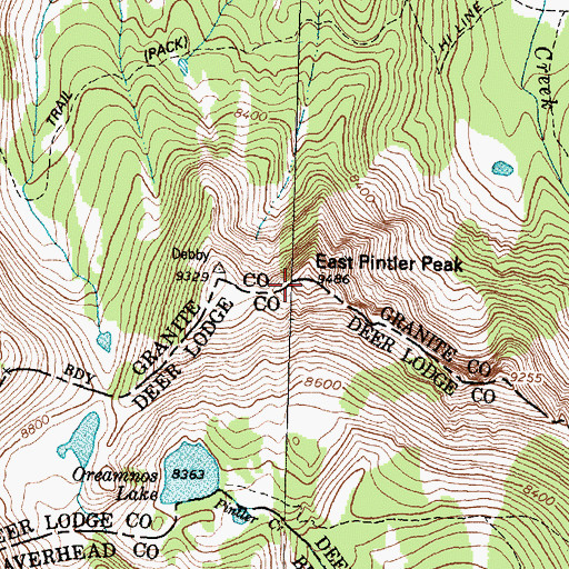 Topographic Map of East Pintler Peak, MT