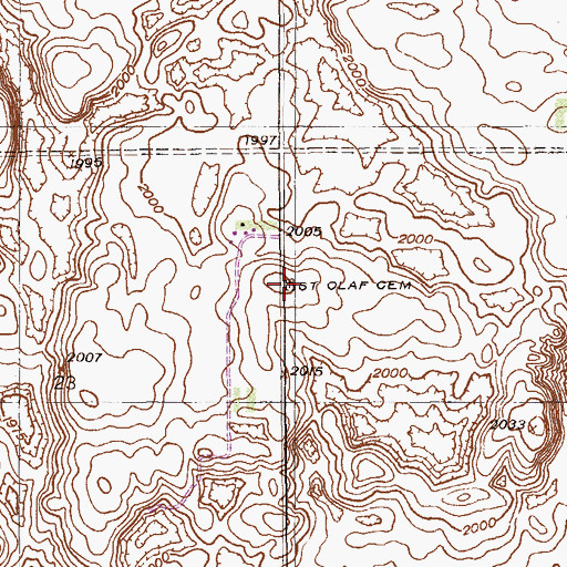 Topographic Map of Saint Olaf Cemetery, MT