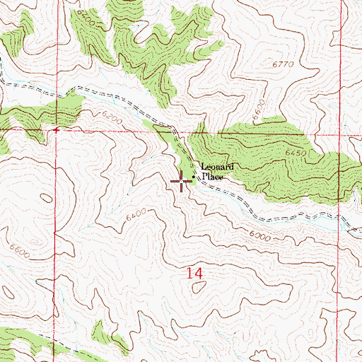 Topographic Map of Leonard Place, MT
