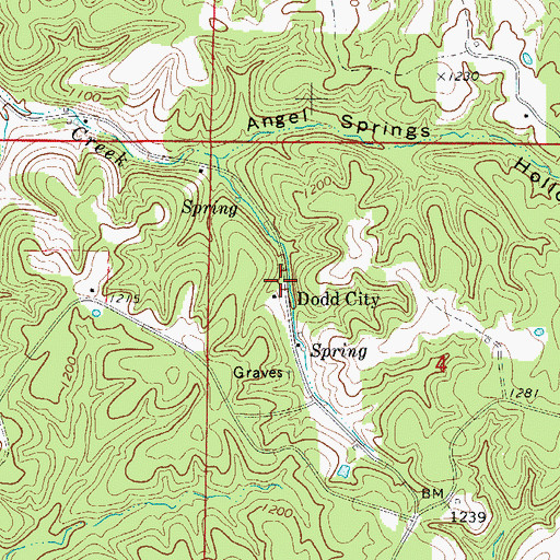 Topographic Map of Dodd City, AR
