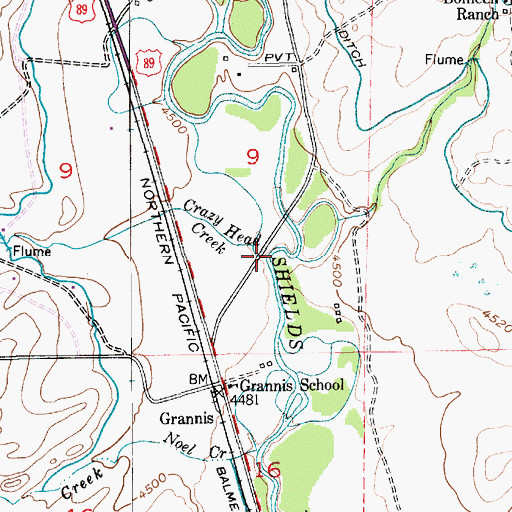 Topographic Map of Crazy Head Creek, MT