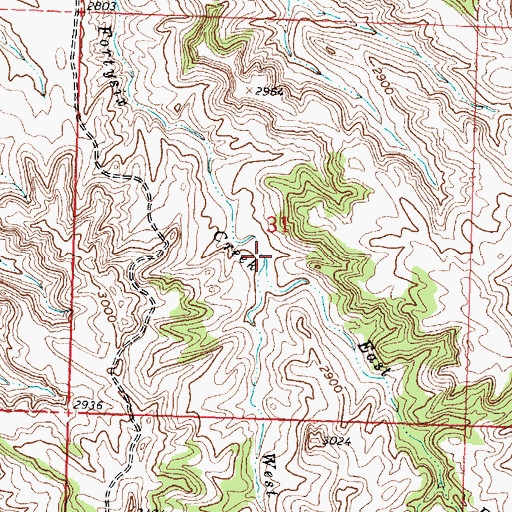 Topographic Map of East Fork Fortysix Creek, MT