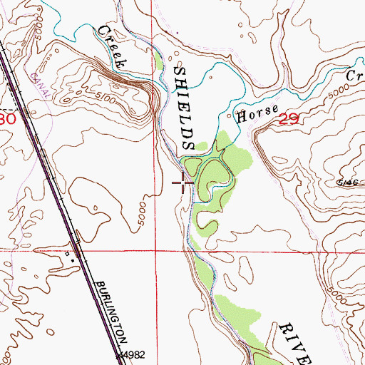 Topographic Map of Horse Creek, MT