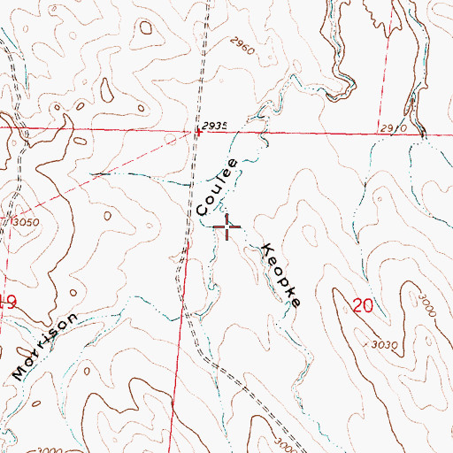 Topographic Map of Koepke Coulee, MT