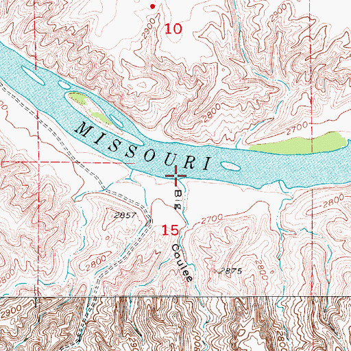 Topographic Map of Long Coulee, MT