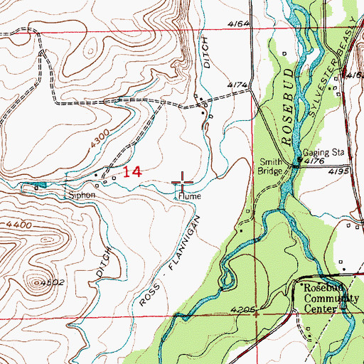 Topographic Map of Ross-Flannigan Ditch, MT