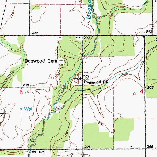 Topographic Map of Dogwood United Methodist Church, AR