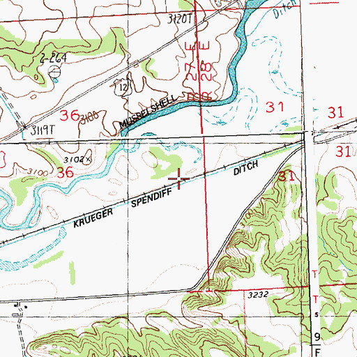 Topographic Map of Krueger Spendiff Ditch, MT