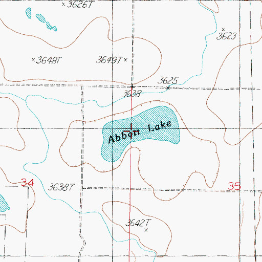 Topographic Map of Abbott Lake, MT