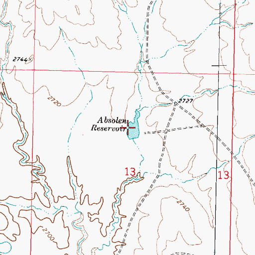 Topographic Map of Absolen Reservoir, MT