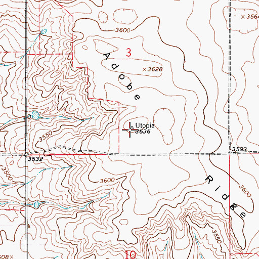 Topographic Map of Adobe Ridge, MT