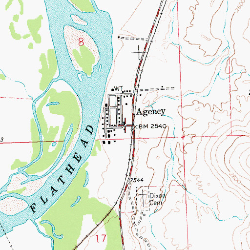 Topographic Map of Agency, MT